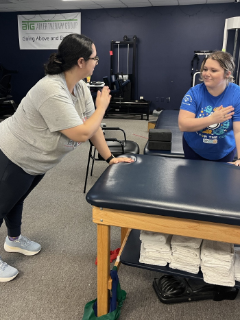 Patient receiving physical therapy care at Adler Therapy Group's Virginia Beach Newtown clinic